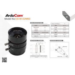 ArduCam Lenses CS-Mount 30° 12mm No