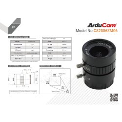 ArduCam Lenses CS-Mount 65° 6mm No