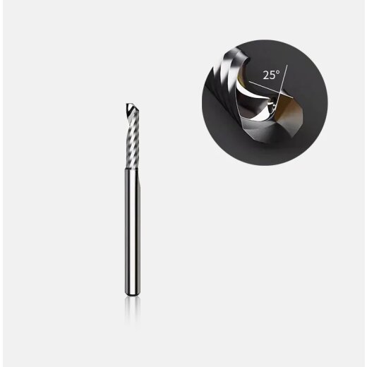 Makera Spiral O Single Flute Bit for Metal - 1/8 Shank 2*8mm