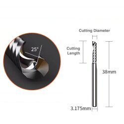 Makera Spiral O Single Flute Bit for Metal - 1/8 Shank 2*8mm